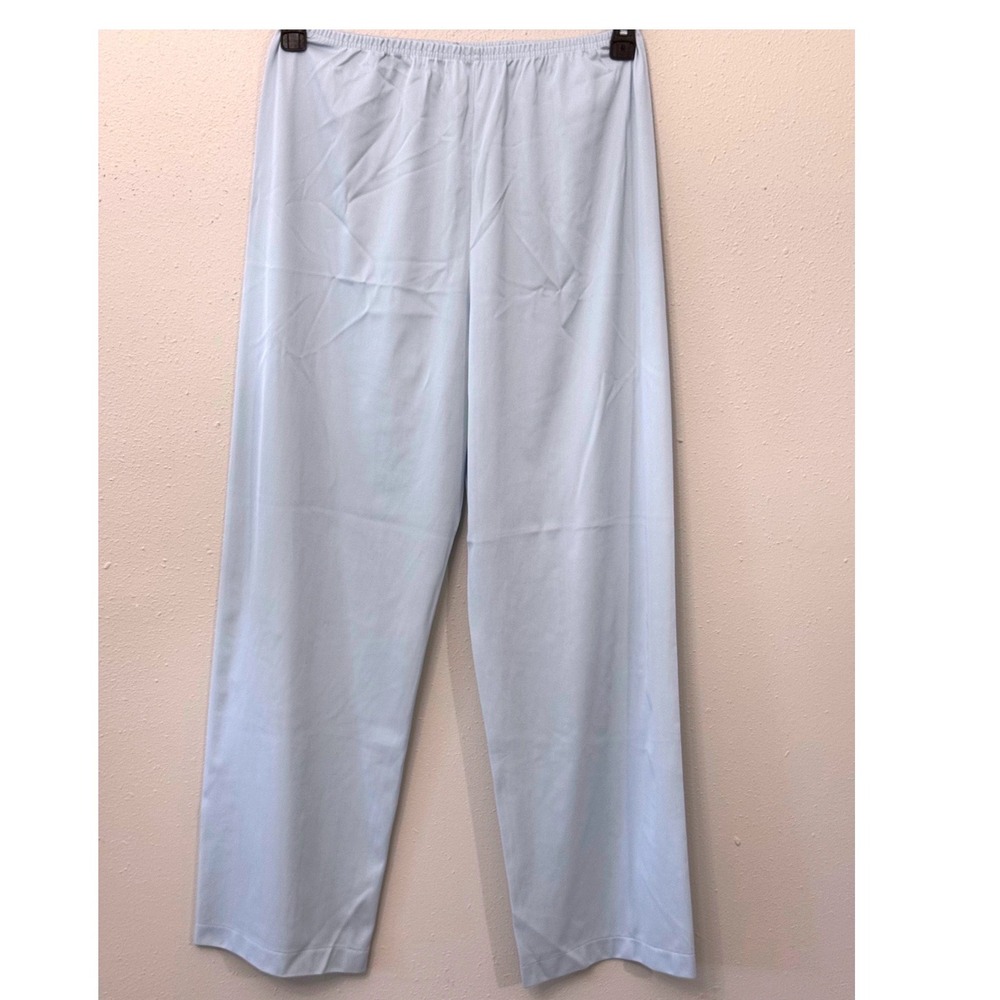 Vintage Vanity Fair Pajama Set Blue Nylon Lace Trim Button Front Size M USA Twee - Picture 6 of 8